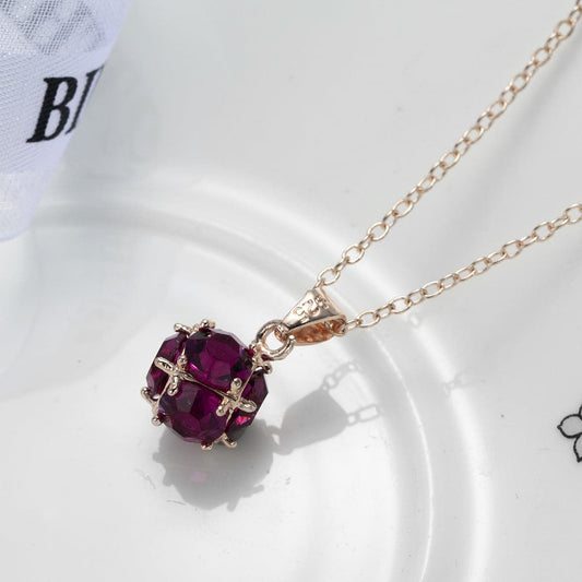 Rose Crystal & Rose Goldtone Pendant Necklace