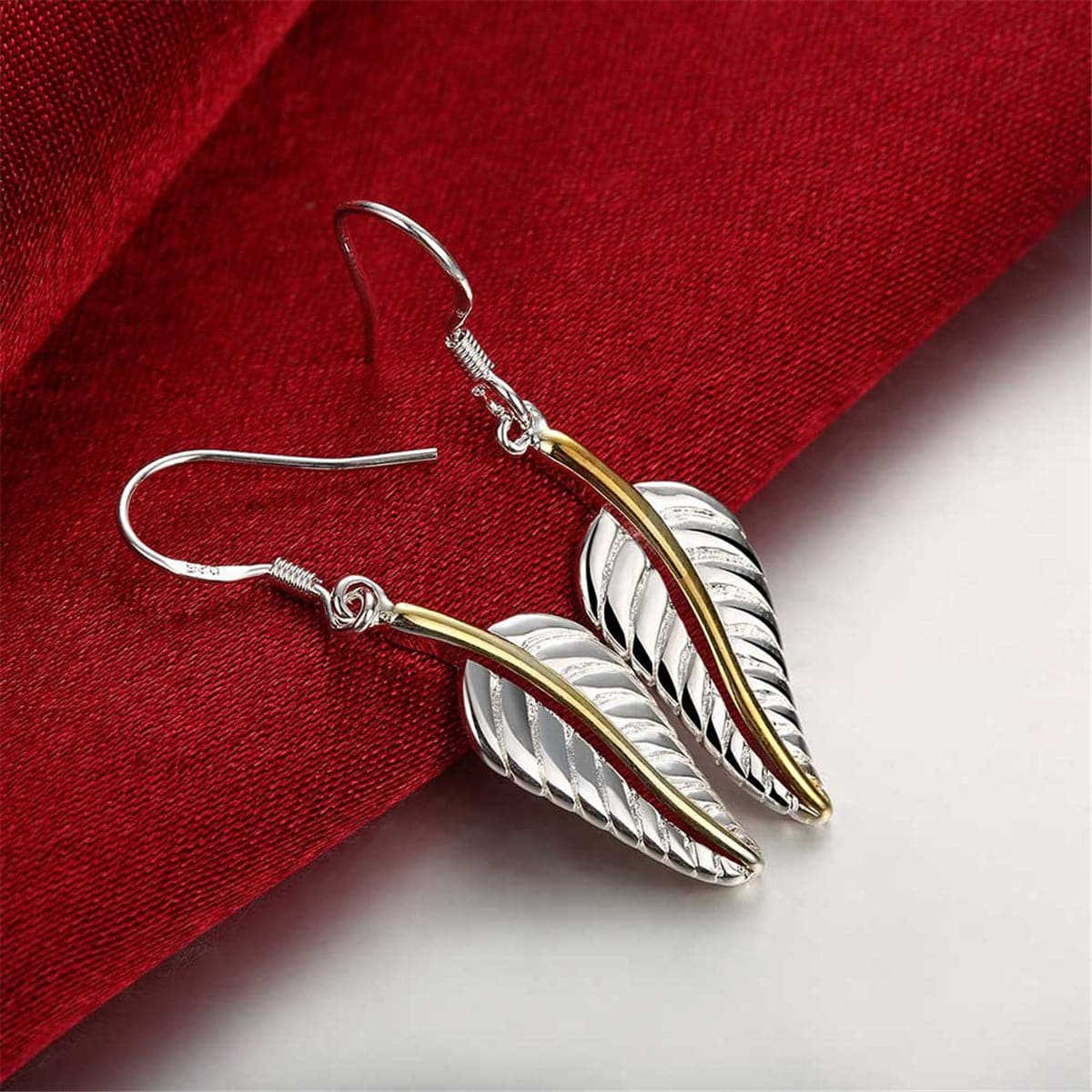 Silvertone & Goldtone Wing Drop Earrings