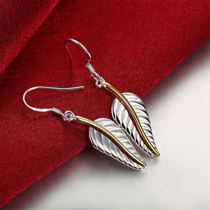 Silvertone & Goldtone Wing Drop Earrings