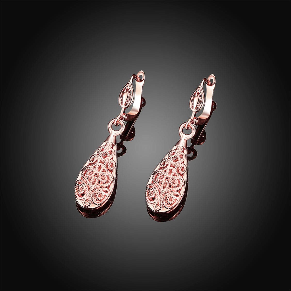 Rose Goldtone Openwork Teardrop Earrings