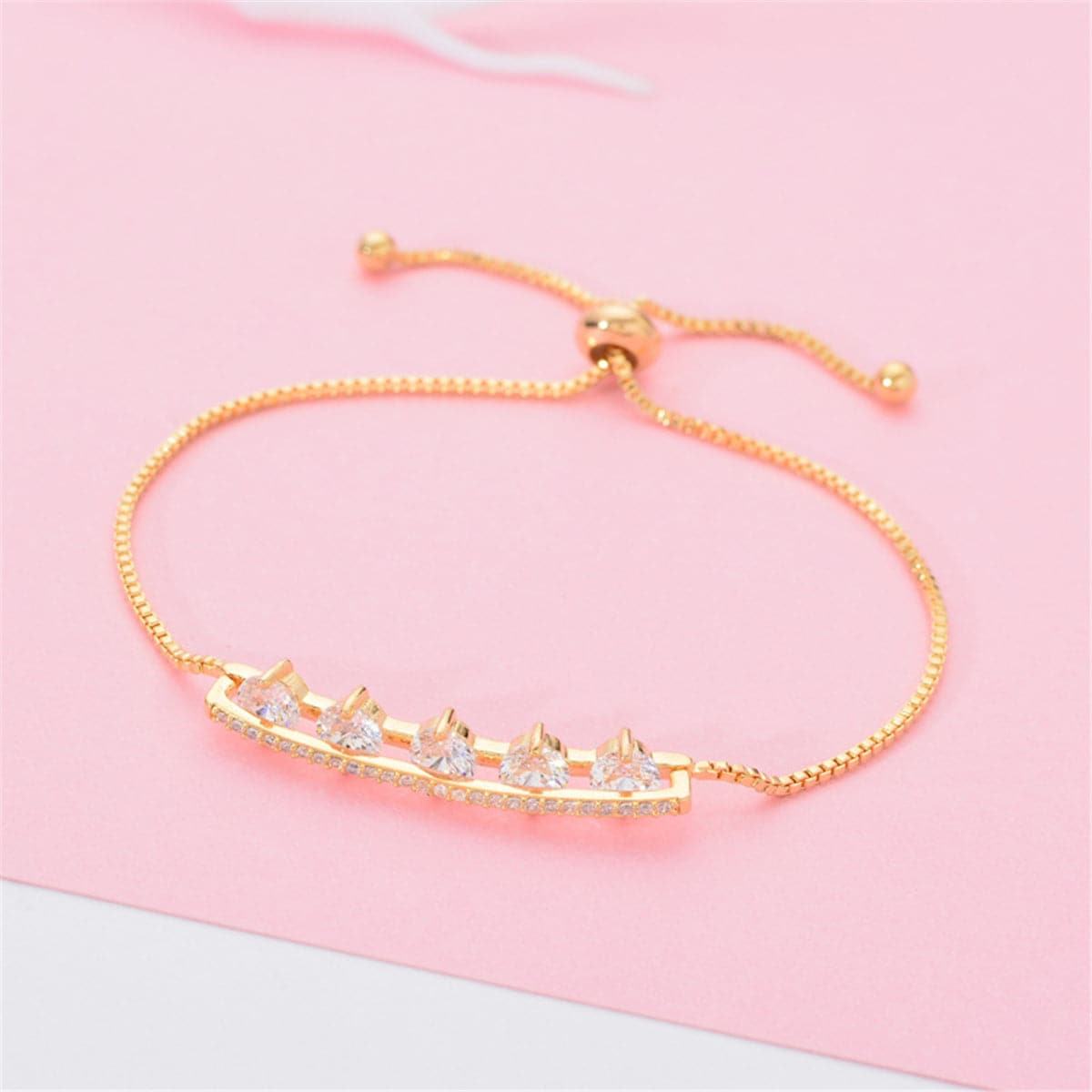 Cubic Zirconia & Crystal Goldtone Adjustable Bracelet
