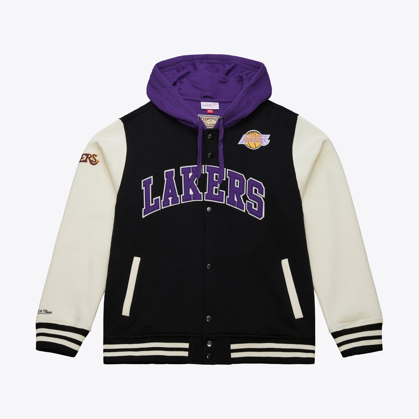 Men's Mitchell & Ness Courtside Fleece Button Front Lakers