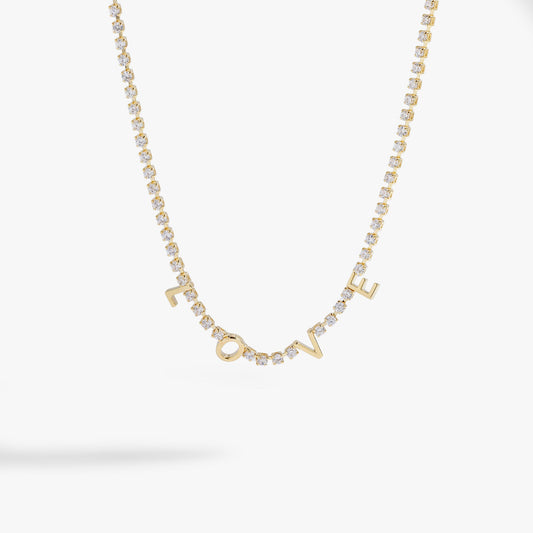 "Love" Crystal Tennis Necklace