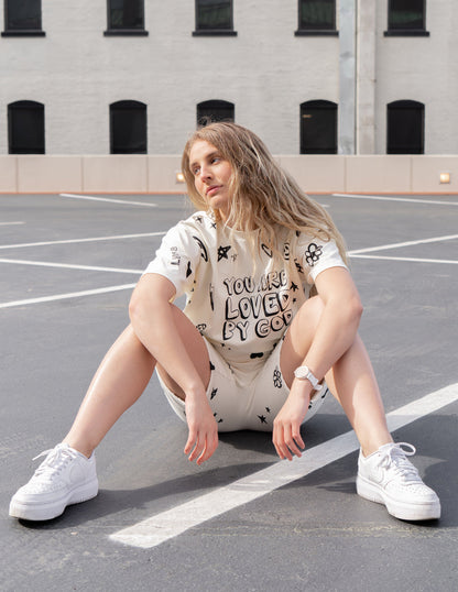 Elevated Faith Loved By God All-Over Cream Unisex Short