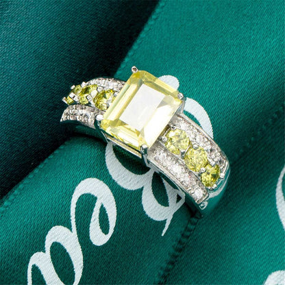 Yellow Cubic Zirconia & Crystal Ring-5