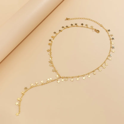 Goldtone Star Charm Lariat Necklace