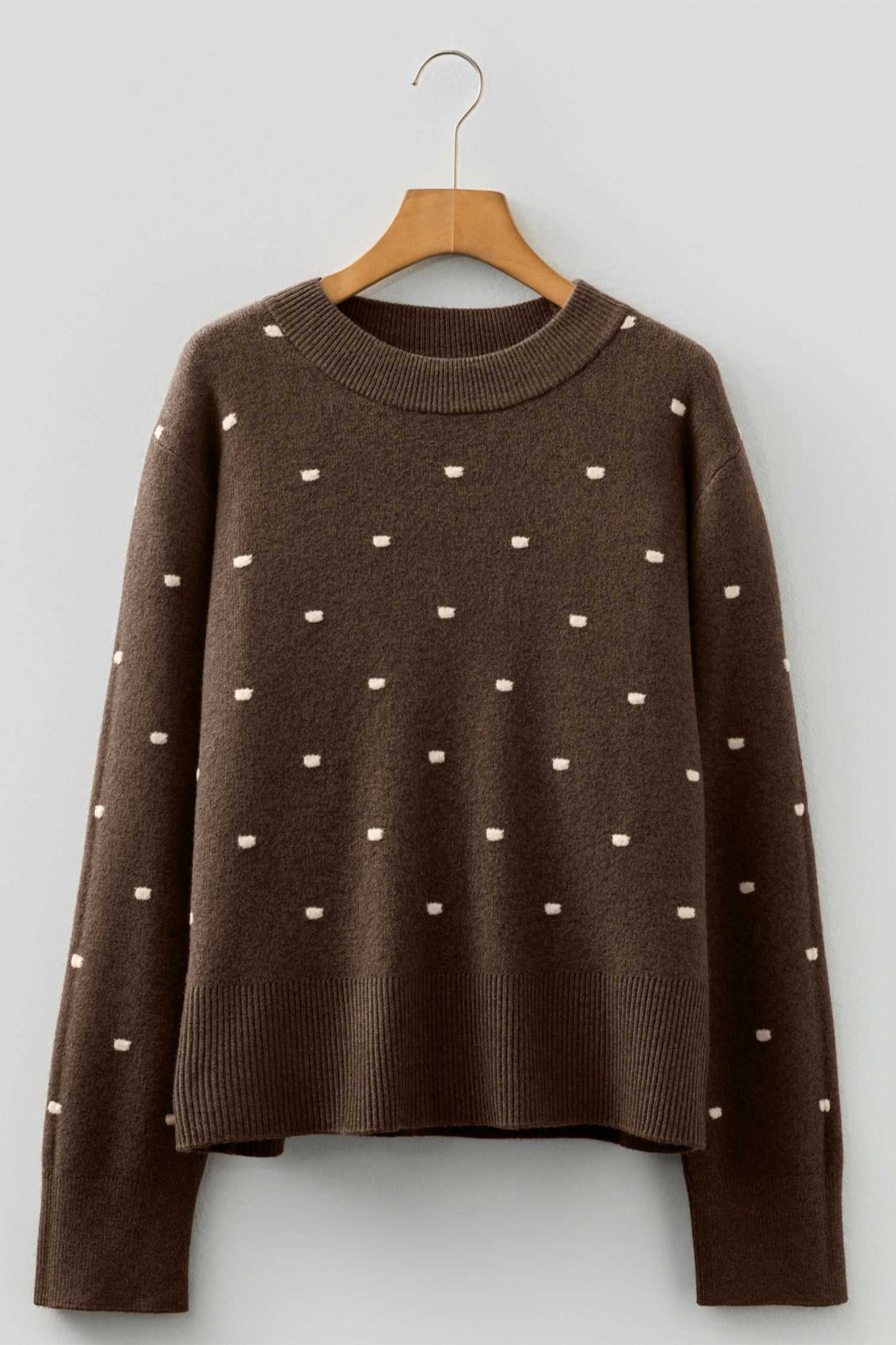 Renata Ribbed Edge Knit Sweater - Coffee / L - 12/14