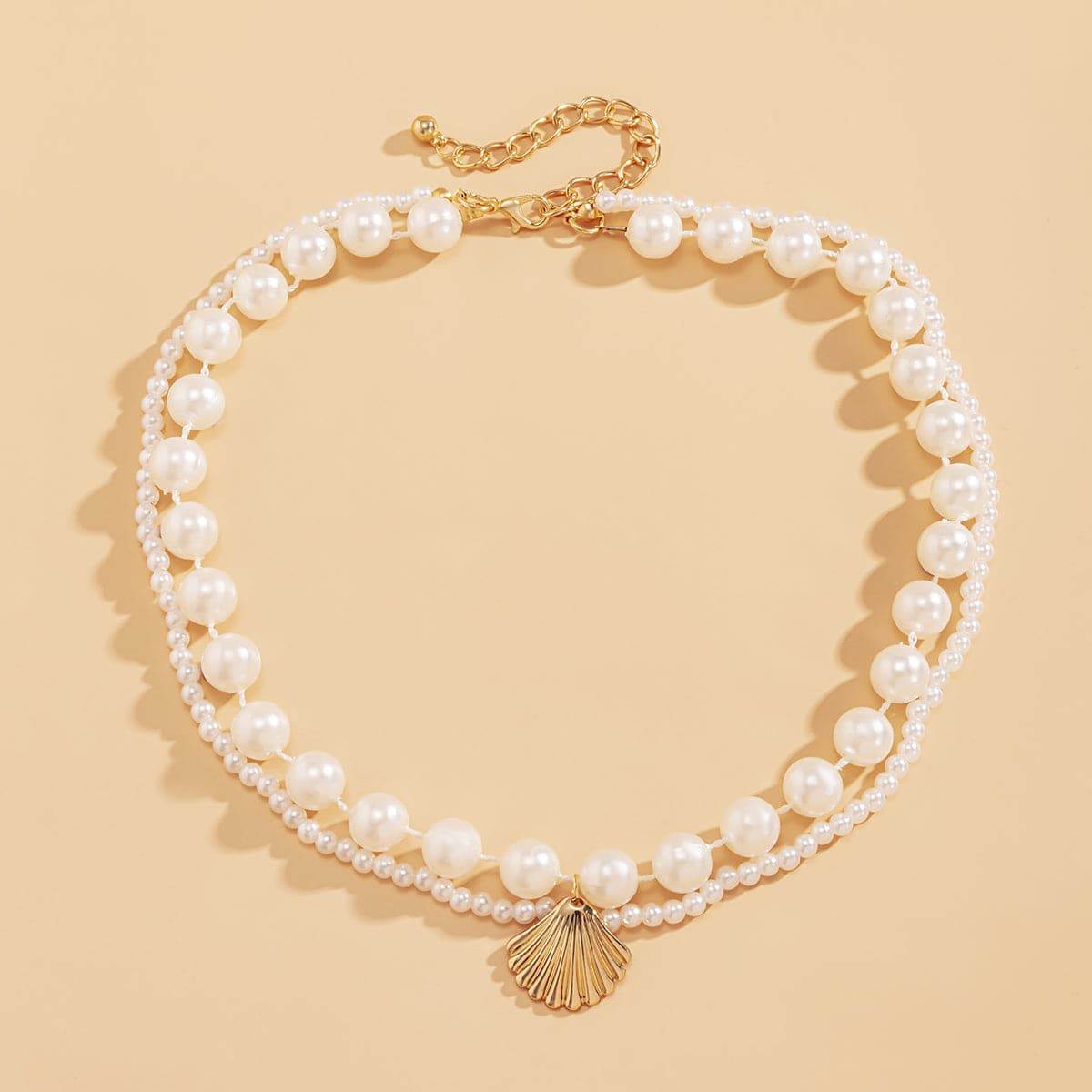 Pearl & Goldtone Shell Layered Necklace