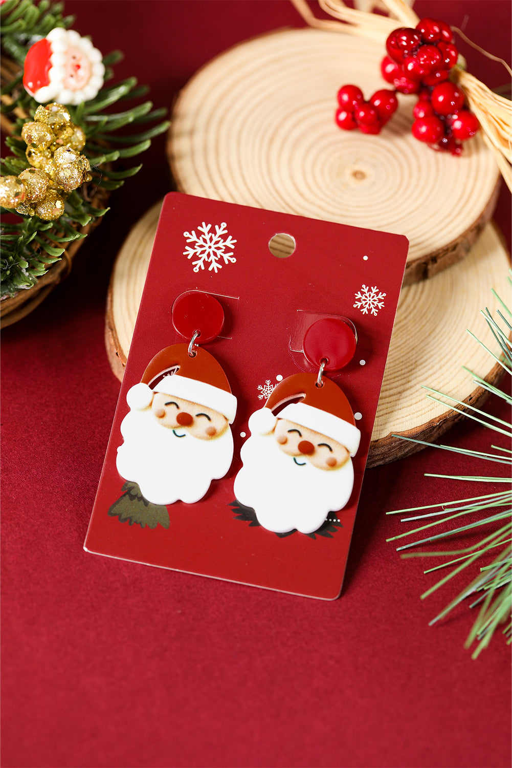 Violeta Father Christmas Dangle Earrings - Fiery Red / ONE