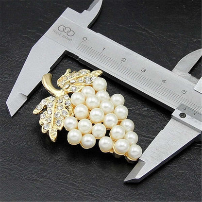 Pearl & Cubic Zirconia Grape Bunch Brooch
