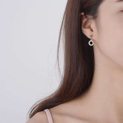 Cubic Zirconia & Silvertone Ring Drop Earrings
