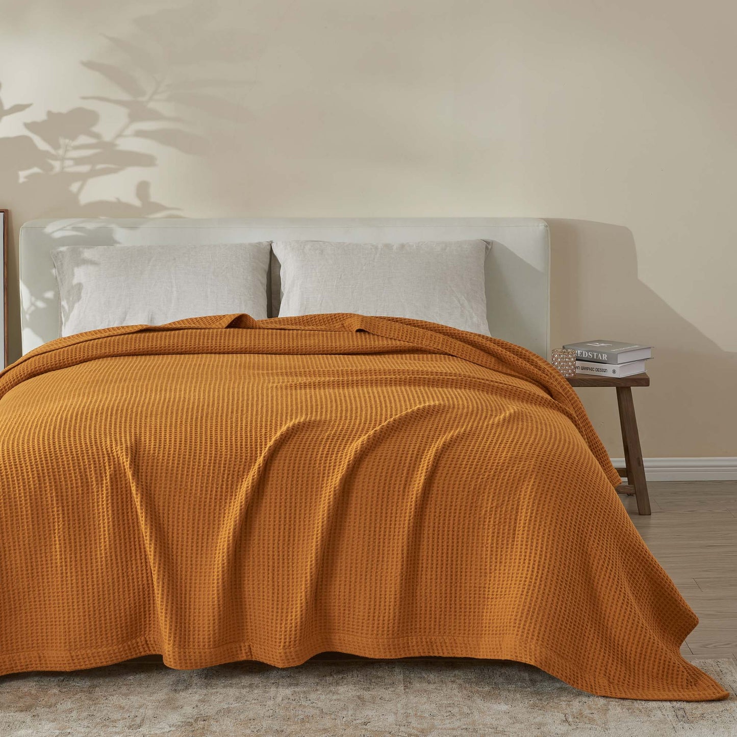 Patina Vie Maison 100% Cotton All-Season Waffle Weave Knit Throw Blanket
