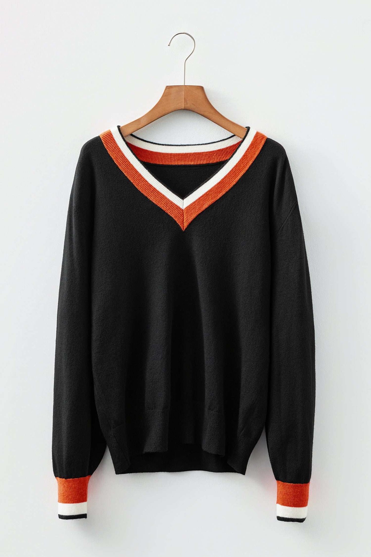 Scarlett Striped Trim Varsity Sweater - Gray / L - 12/14