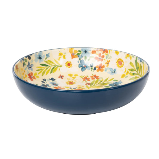 10.75 in Floral Boutique Ceramic Serving Bowl Dolomite Elegant Tableware for Entertaining and Serving