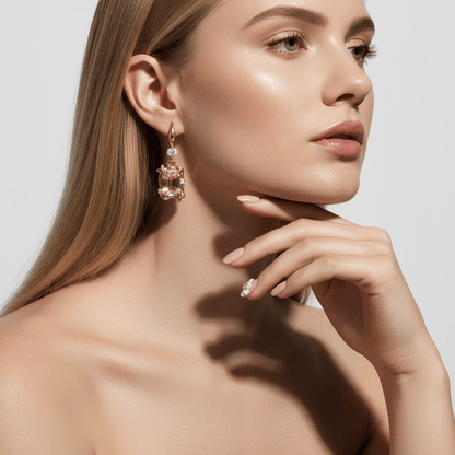 Pink Crystal & Cubic Zirconia Goldtone Cushion-Cut Star Hook Earrings