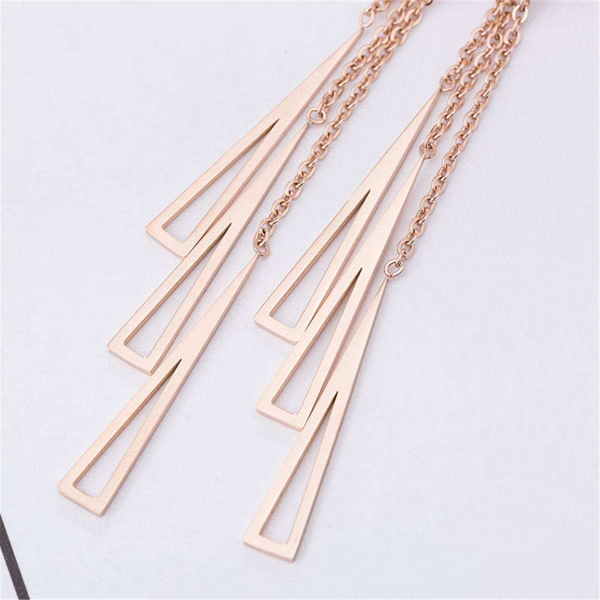 Rose Goldtone Openwork Tassel Drop Earrings