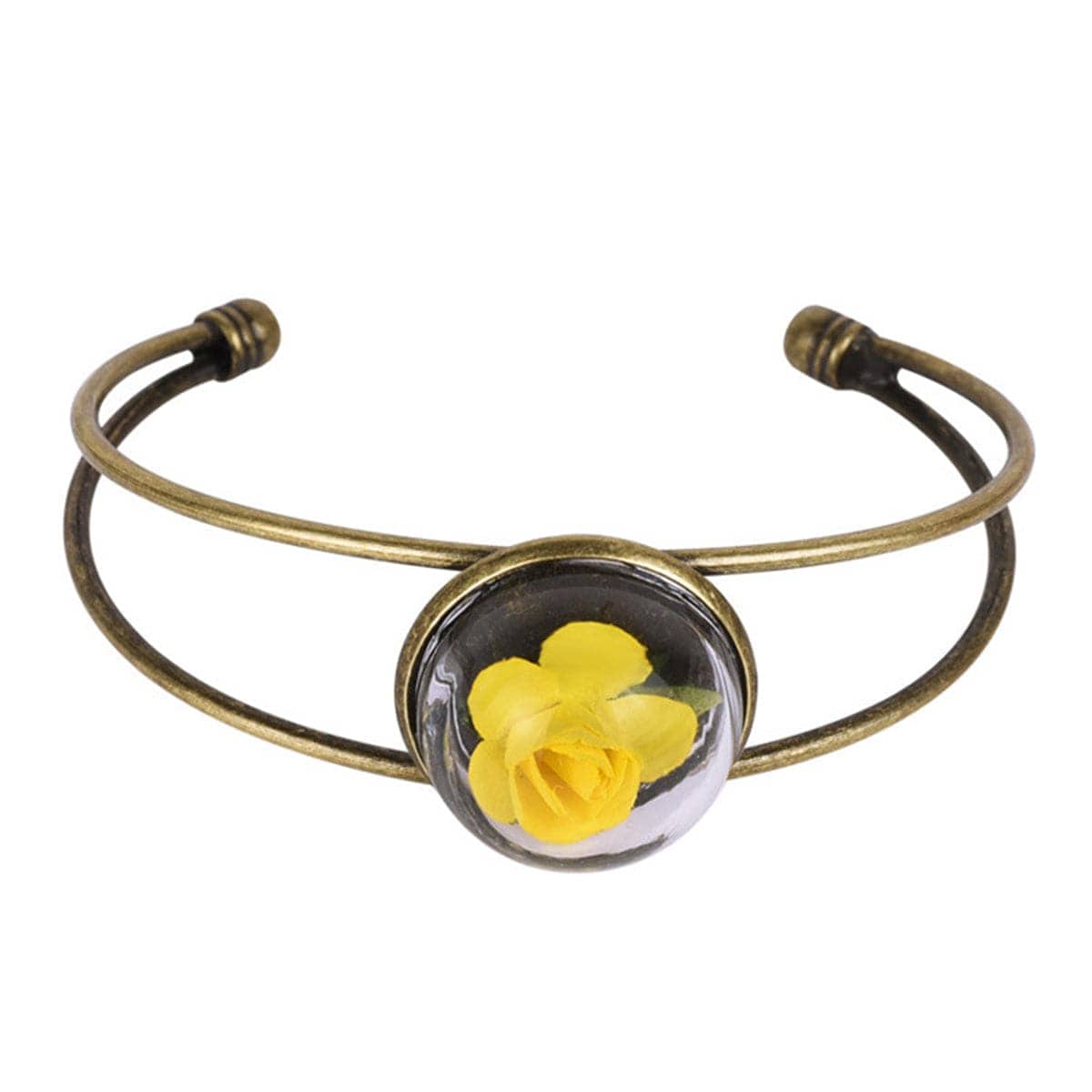Yellow Velvet Rose & Goldtone Cuff