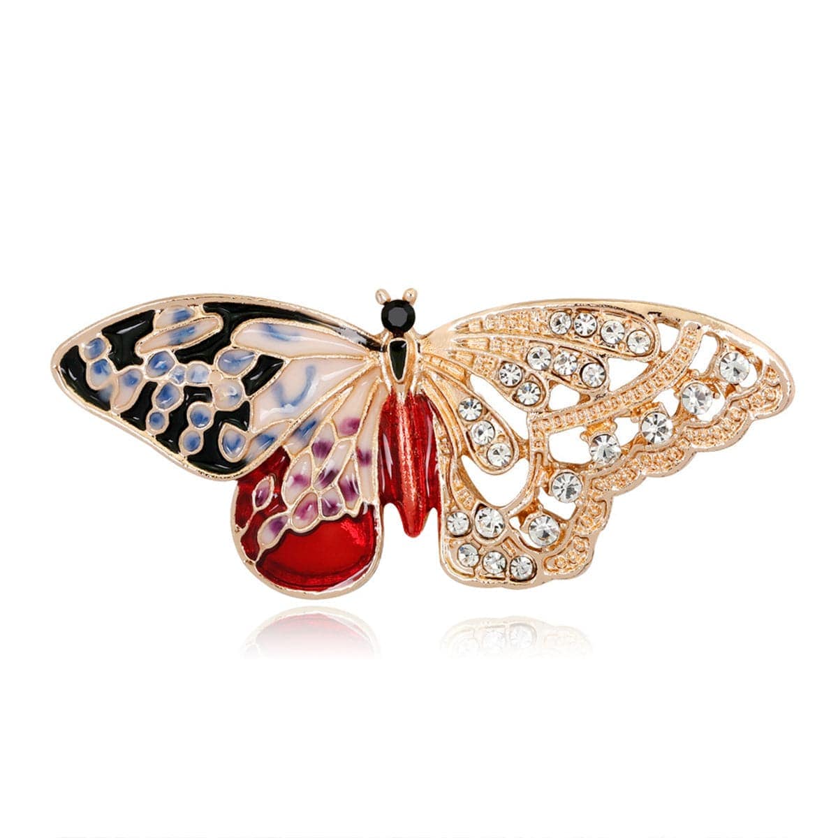 Cubic Zirconia & Goldtone Butterfly Brooch-1