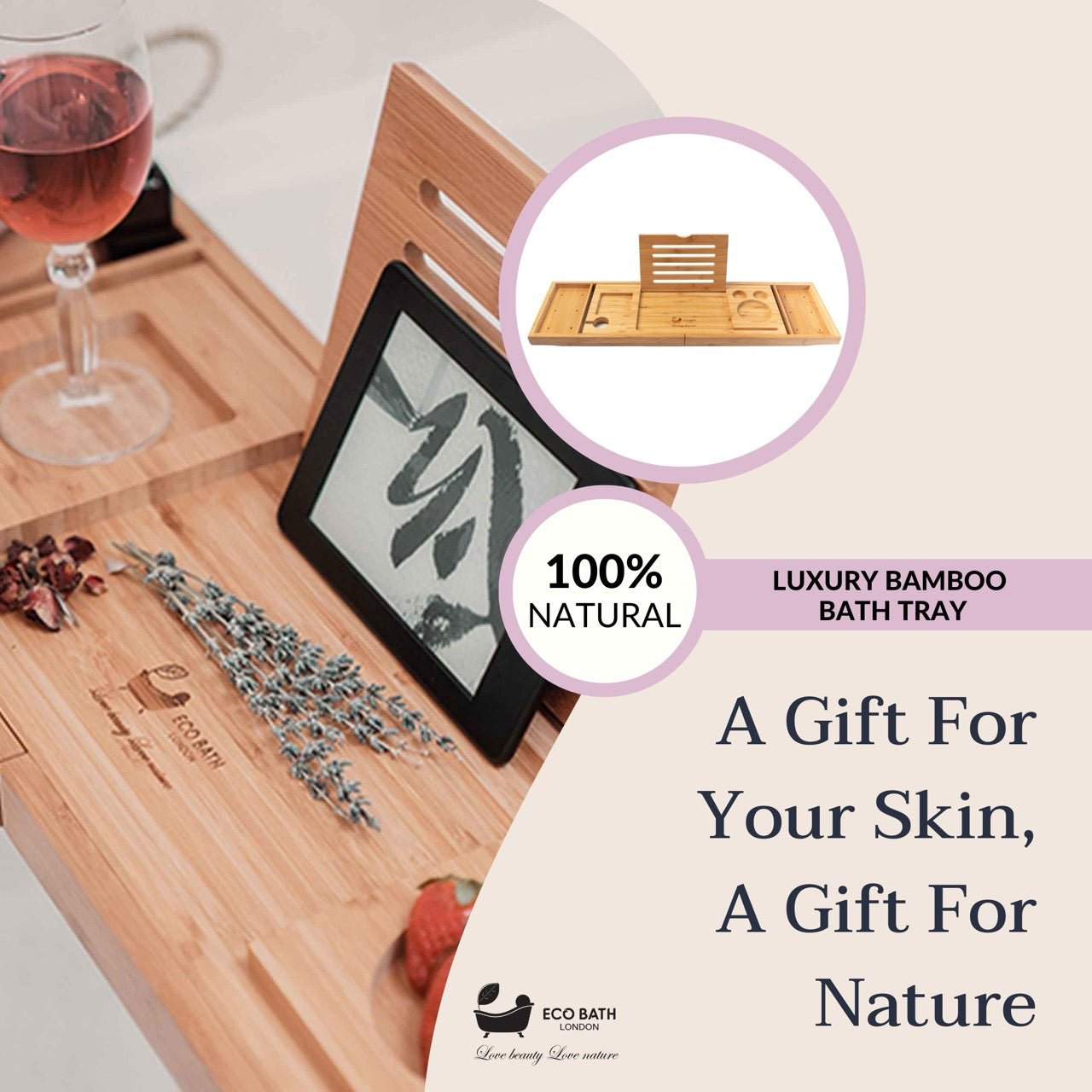Luxury Eco - Friendly Bamboo Bath Tray - Eco Bath London