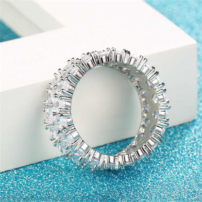 Pear Cut-Crystal & Silvertone Layered Band Ring-1