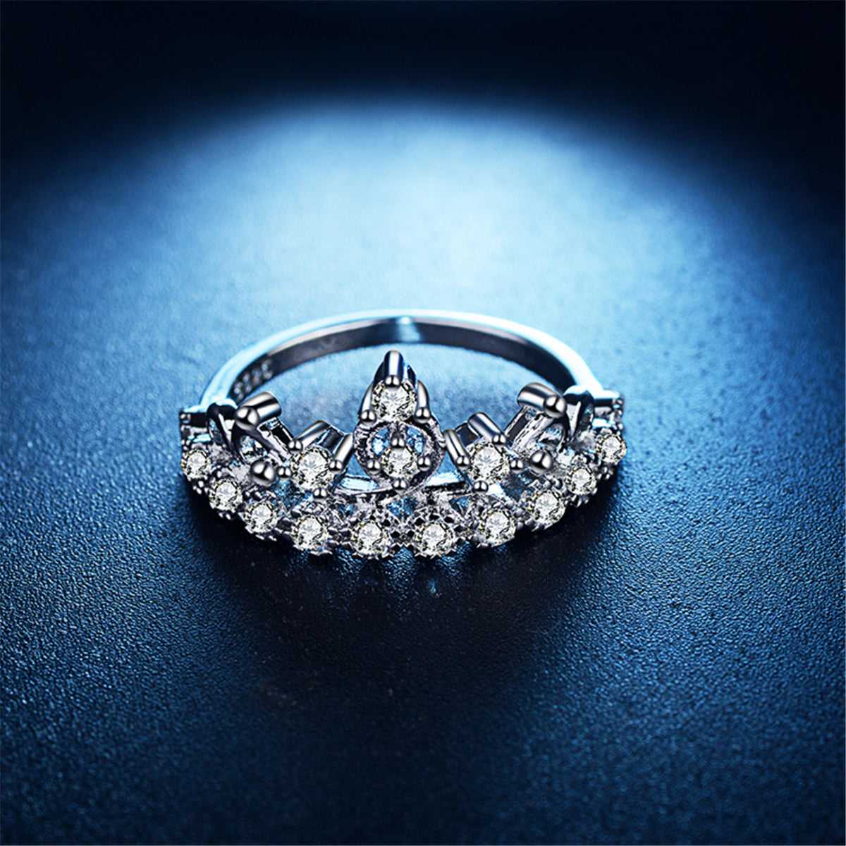 Cubic Zirconia & Silvertone Crown Ring-2
