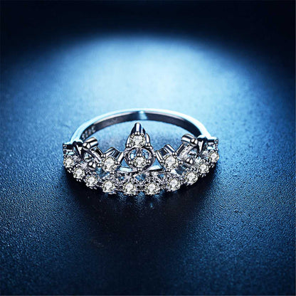 Cubic Zirconia & Silvertone Crown Ring-2
