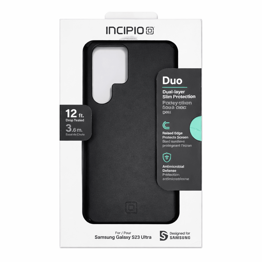 Incipio Duo Phone Case for Samsung S23 Ultra - Slim, Dual-Layer & 12ft Drop Protection - Scratch Resistant + 5g & Wireless Charging Compatible - Made from Recycled Materials (Black)