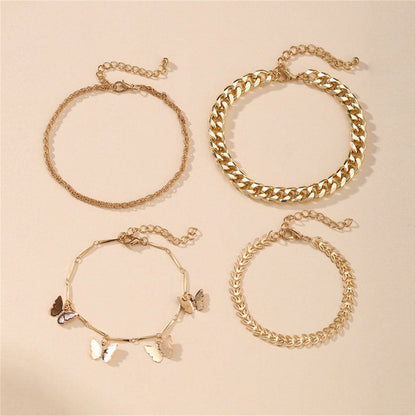 Goldtone Butterfly Station Bracelet Set