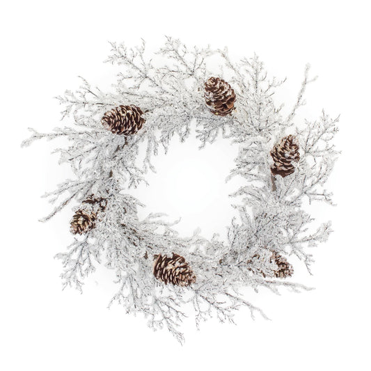 Melrose International Iced Twig Pinecone Wreath 24"D