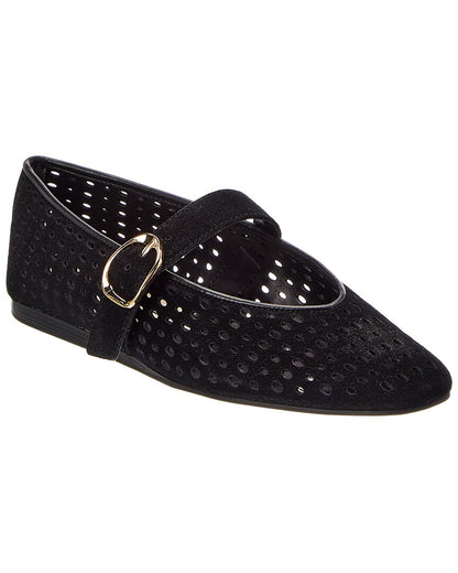 onyx perforated suede-