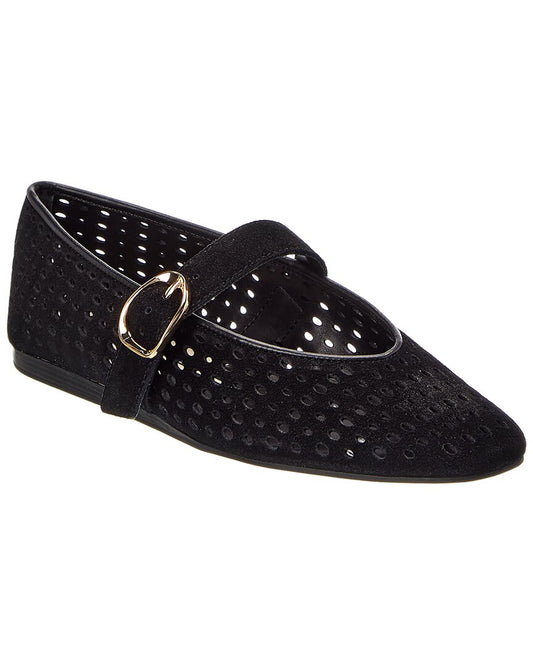 onyx perforated suede-