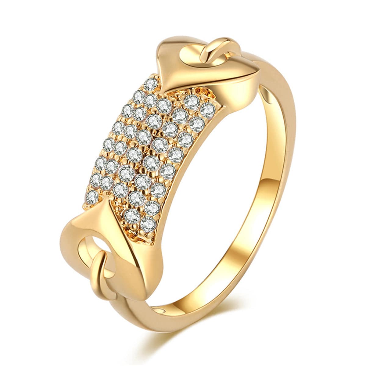 Cubic Zirconia & Goldtone Heart Ring-3