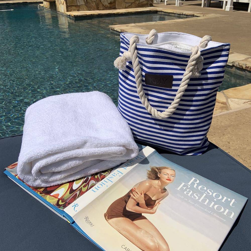 Striped Canvas Tote Bag - Blue