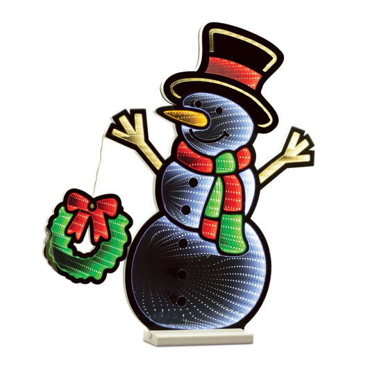 Melrose International Snowman and Wreath Ekkolight 23.5"H
