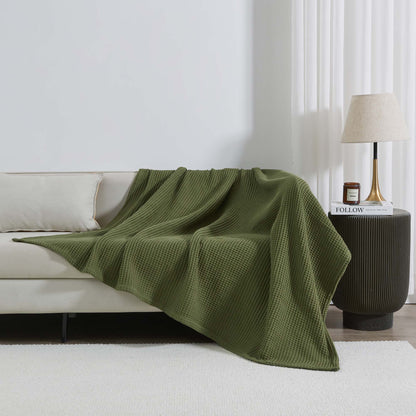 Patina Vie Maison 100% Cotton All-Season Waffle Weave Knit Throw Blanket