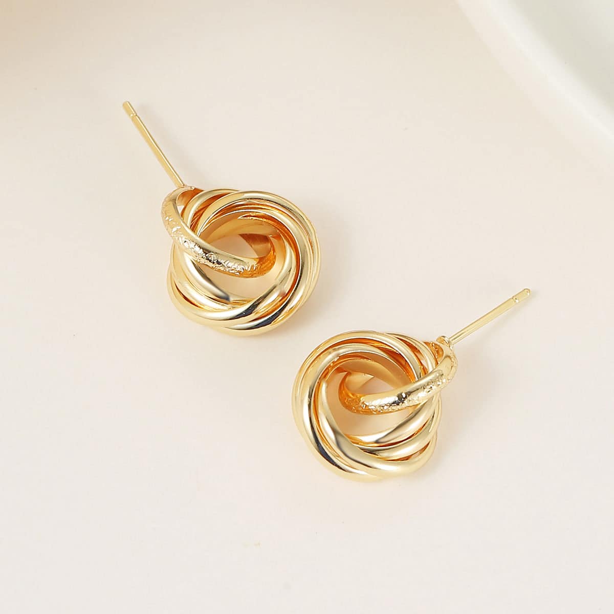 Goldtone Stacked Hoops Dangle Earrings