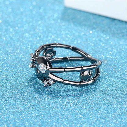 Cubic Zirconia & Two-Tone Miss Skull Ring-1