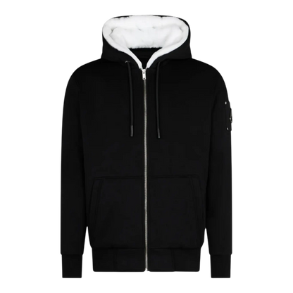 MOOSE KNUCKLES CLASSIC BUNNY MEN Zip-Up Hoodie Black/White Fur