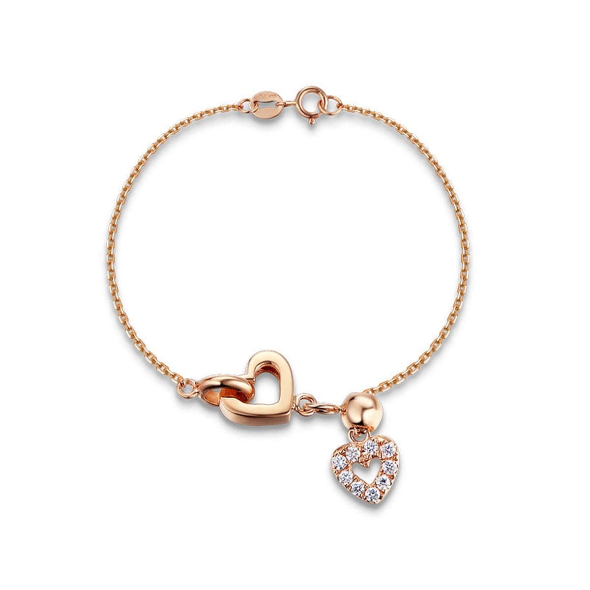 Cubic Zirconia & Rose Goldtone Heart Bracelet