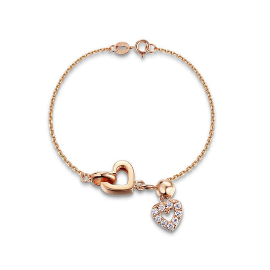 Cubic Zirconia & Rose Goldtone Heart Bracelet