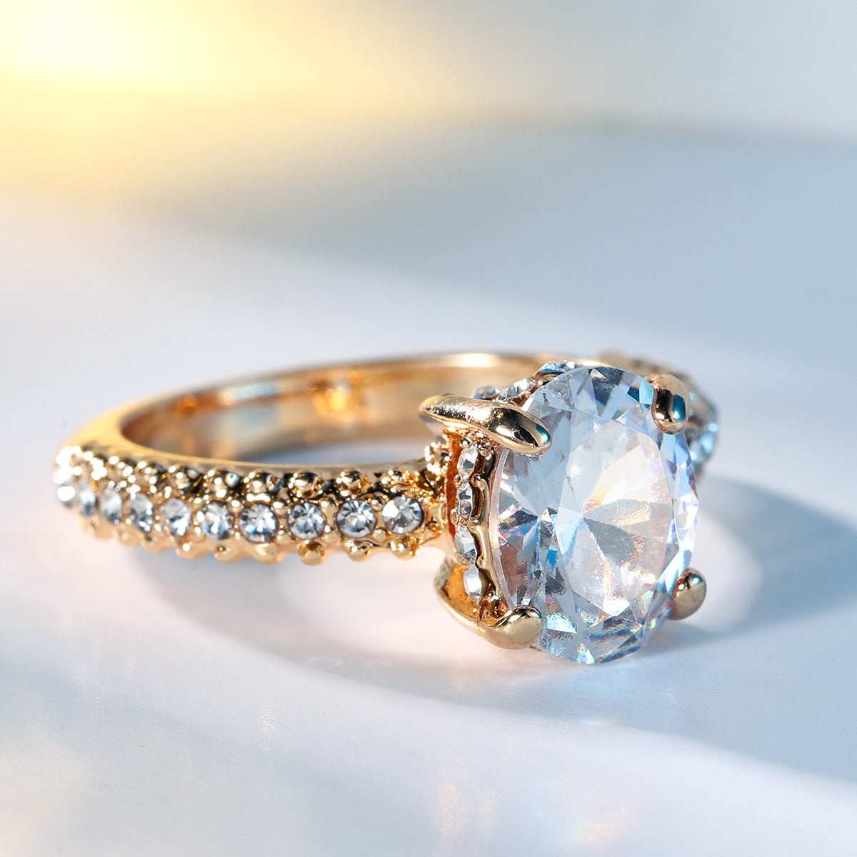 Crystal & Cubic Zirconia Pavé Milgrain Oval-Cut Ring-3