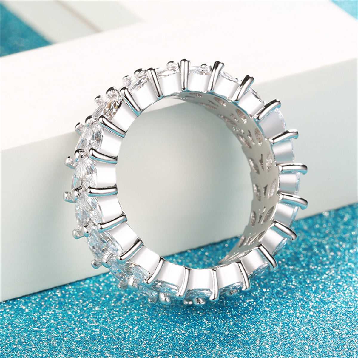 Crystal & Silvertone Marquise-Cut Two Rank Band Ring-1