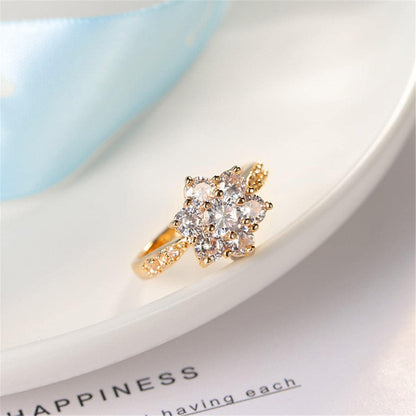 Cubic Zirconia & Goldtone Sunflower Ring-4
