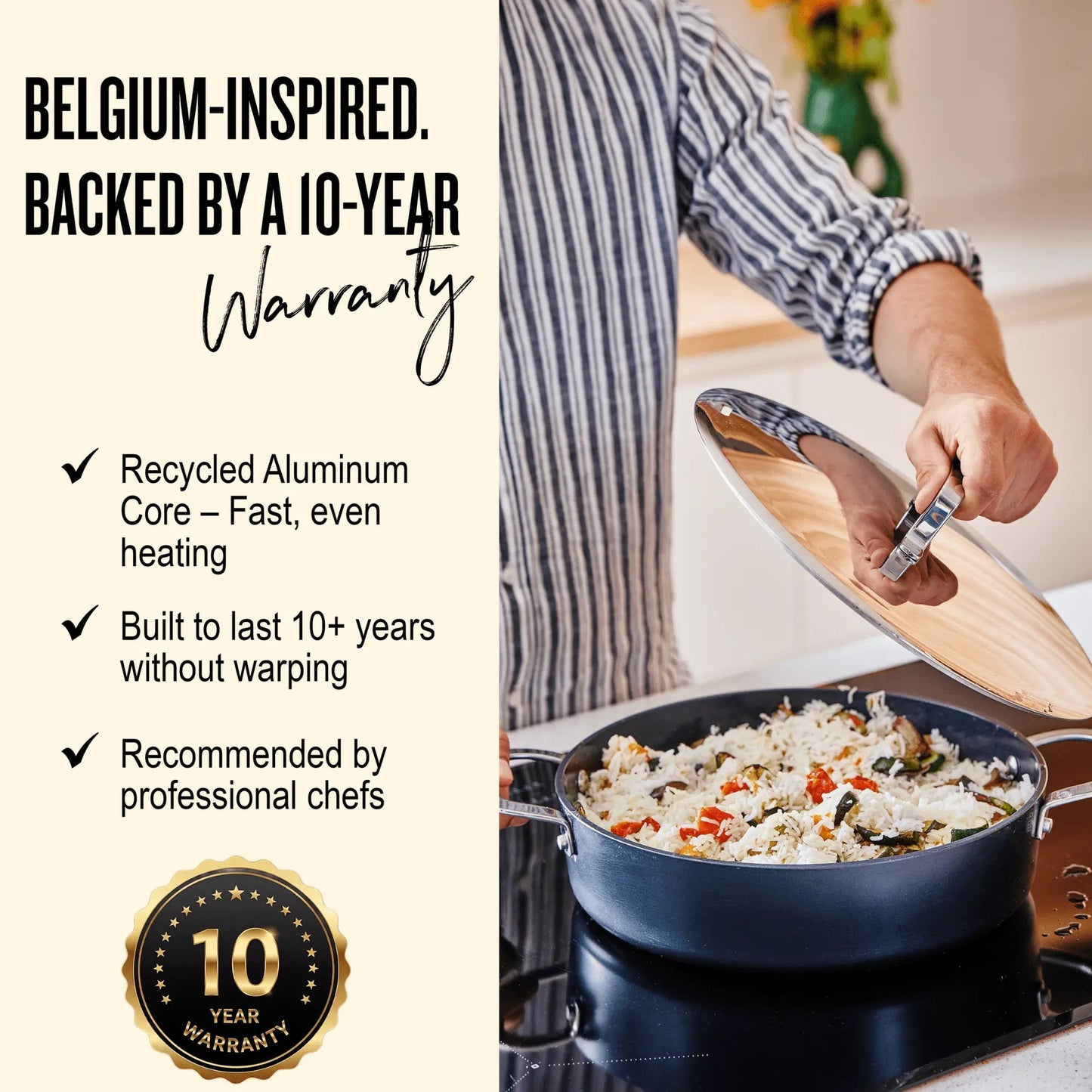 Maestro Sauté Pan with Lid — 3.5 - QT. Nonstick - Alva Cookware