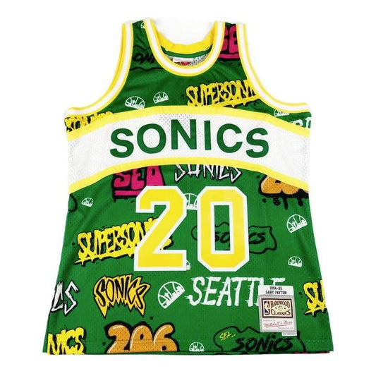 Men's Mitchell & Ness Slap Sticker Swingman Jersey Supersonics 1998 Gary Payton