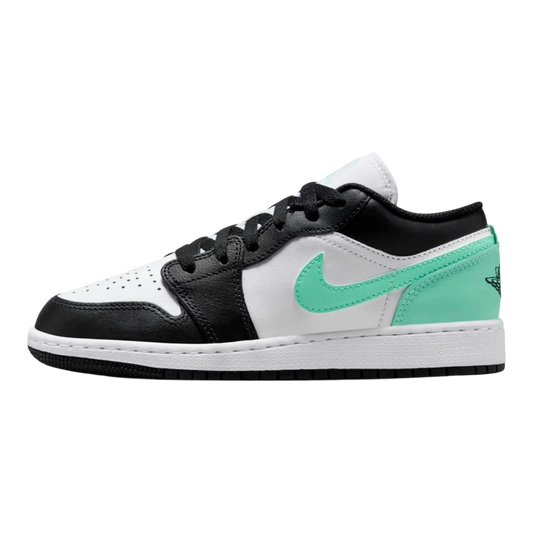 Nike Air Jordan 1 Low Big Kids' (GS) Sneakers — White, Black & Green Glow Low-Top