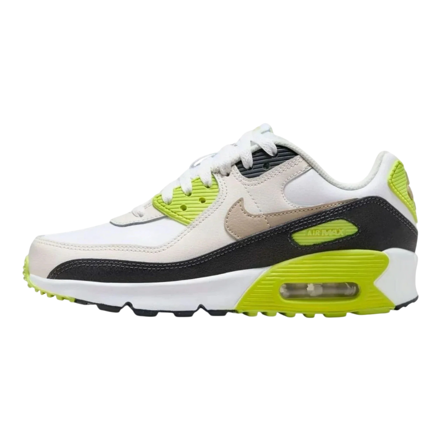 Nike Air Max 90 Big Kids' (GS) Sneakers — White & Cyber Low-Top