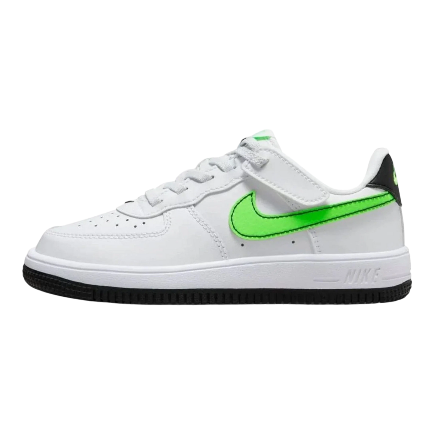 Nike Force 1 Low EasyOn Little Kids' (PS) Sneakers — White & Green Strike Low-Top