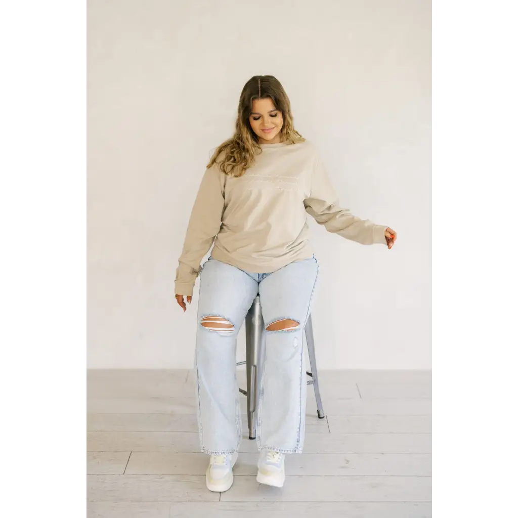 Mama Tried Crewneck Chainstitch Embroidered Sweatshirt for Adults