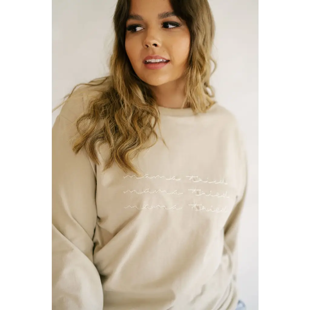 Mama Tried Crewneck Chainstitch Embroidered Sweatshirt for Adults